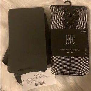 -Pantyhose gray and black tights w/ankle details